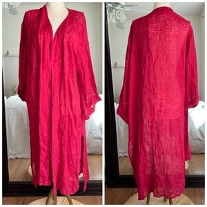 Soft Surroundings Linen Red Duster Coverup